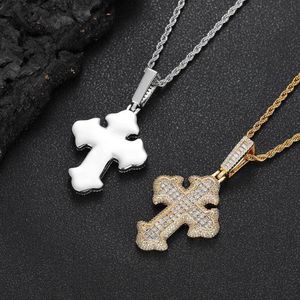 Hip Hop Fashion Charm صليب قلادة قلادة الزركون مجوهرات كريستال 18K