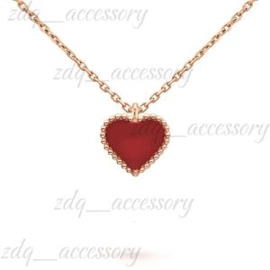 Sweet Heart Pendant Necklace Designer Jewelry Love Necklaces Four Leaf Clover Sterling Silver Rose Gold Red Heart-shaped Necklace Gift for Womens Wedding 641