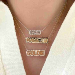 Pendant Necklaces Custom Bubble Name Necklace Personalized Rhinestone Names Nameplate Zircon Letters Plated Sparkle Chain ShinDiamond Pendant J240120