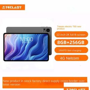 Tablet Pc 2024 New Teclast/Taiwan Electric T60 12-Inch Fl Fit Eight-Core 4G All Netcom 8G 128G Android 13 Drop Delivery Computers Netw Otku5