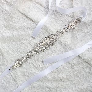 Bälten Fashion Crystal Rhinestone Wedding Bridal Dress Belt Cummerbunds Midjeband Girdle Accessory Valfritt