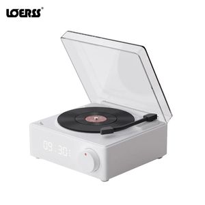 Lautsprecher LOERSS Retro-Bluetooth-Lautsprecher HD-Klangqualität Plattenspieler Multifunktionaler Musik-Audio-Subwoofer mit Plattenspieler-Wecker