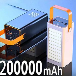 Cell Phone Power Banks Power Bank 200000mAh High Capacity 66W Fast Charger Powerbank for IPhone Laptop Batterie Externe LED Camping Light Flashlight