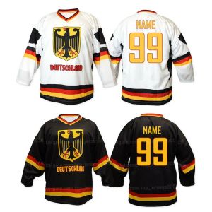 Customize Team Germany Deutschland Ice Hockey Jersey Mens Embroidery Stitched White Black any number and name Jerseys