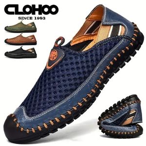 Clohoo Men's Mesh通気性軽量靴カジュアルラバー靴底ステッチノンスリップサンダルハイキングシューズ男性240118