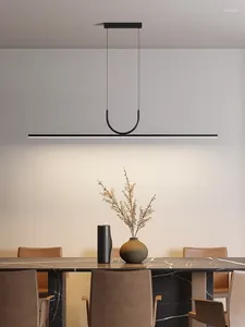 Ljuskronor modern enkel ledande ljuskrona svart/vit matsal kök ö lång hängslampa restaurang bar kaffekontor hängande ljus