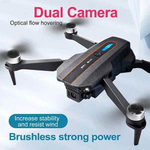 Drone con doppia fotocamera HD telecomandato S91, modalità senza testa regolabile, volo con traiettoria, follow intelligente, drone con motore brushless con posizionamento del flusso ottico.