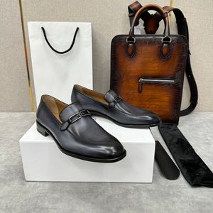 Fashionable luxury designer brand men's business leather shoes with leather cuffs, handcrafted low cut, sizes 5-10, wedding banquet, spring and summer styles