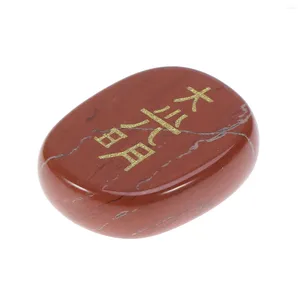 Hänghalsband graverade röda Reiki Chakra Gemestone Palm Stones Healing Crystals Mönster 4 (mörkröd)