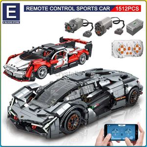 Blocks Teknisk app fjärrkontroll Motor Power Sport Car Building Block Bricks Speed ​​Racing Supercar Set Toys For Kids Models Gifts 240120