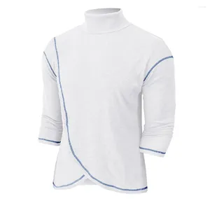 Camiseta masculina confortável moda elegante camiseta pullovers slim tees tops grade textura mangas compridas outono
