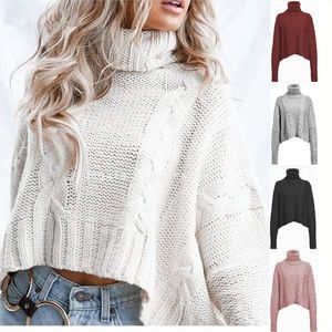 여자 스웨터 2024 New Knitwear Tweed Turtleneck Short Sweater