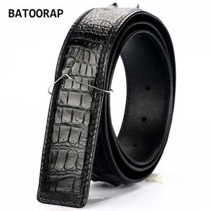 Belts 2021 Brand Top Simple High-end Crocodile Belt Luxury Designer Men Crocodile Spine Belt Black Brown Does not include belt buckle 240120