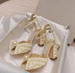 Elegant SACARIA Platform Sandals Shoes All-Over Pearl Embellishment Women Sacora Elegant Bridal Wedding Dress Pumps Luxury Brands Lady High Heels BOX