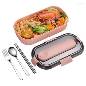 Lunchbox für Erwachsene, 3 Fächer, Salat mit Löffel und Gabel, mikrowellengeeignet, Portionskontrolle