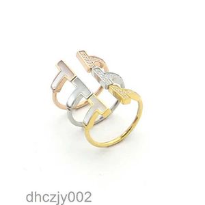 Rings for Women Jewelry Double t Shell Between the Diamond Ring Couple Foreign Trade Models Smile Set VZ9V H11H