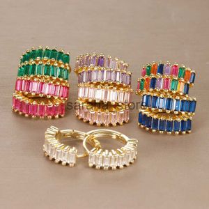 Stud Vintage Stainless Steel Circle Hoop Earrings For Women Colorful Cz Crystal Huggie Ear Buckle WeddJewelry Gift aretes mujer J240120