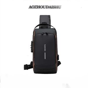 Women's Lock Motorcycle Bag Anti-theft Chest Men's and New Shoulder Crossbody Sports Backpack Leisure Password Large Capacity