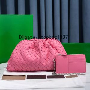 Borsa a mano del progettista Wanderer 10A qualità dello specchio Grado morbido Raro rosa chiaro Borsa a mano in pelle intrecciata Borsa a mano Borsa di lusso elegante Portafoglio di alta qualità 2688