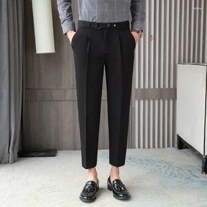 Mäns kostymer Män 2024 Spring Autumn Solid Color Ankle-Length Pants Thin Business Suit Man Straigh Casual Formal Trousers
