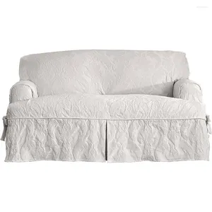 Pokrywa krzesła Matelasse Damask 1 kawałek T-Cushion Kick Plat-Plat Sofa Slipcover White Freight Bezpłatne regulowane elastyczne okładki