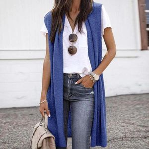 Kvinnors västar mode casual knitwear coat cardigan trendig lång ärmlös västjacka