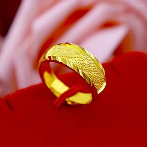 Cluster Anéis Hoyon 14k Anel de Cor de Ouro para Homens Casamento Noivado Jóias Gravado Torção Padrão Anillos Casal Bandas Amantes Presentes de Aniversário