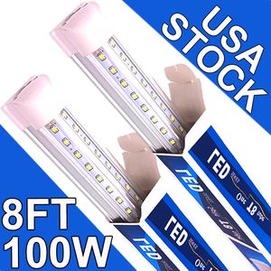 8 fot LED -butiksljus 100W 96 tum 10000 lm LED under skåpljus, T8 Integrerad rörljusarmatur för verktyg 8ft butiksljus takbelysning garage usastock