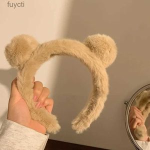 Party Hats Brown Bear Ears Headband Dress Up And Play Women Fashion Animal Ears Winter Plush Headband Hair Accessories YQ240120