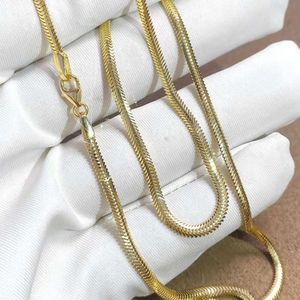 Dropshipping 4 mm moda AU750 Pure Real Gold Libeble Snake Bone Naszyjnik