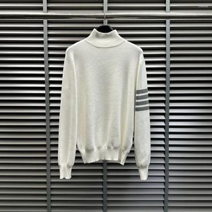 Men's Sweaters Knitted Sweater Solid Color Four Bar Autumn Winter Korean Brand High Collar Casual Top's Classical For Women