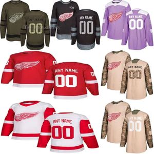 2019 Notícias Detroit Red Wings Múltiplos Estilos Mens Nome Personalizado Qualquer Número Camisas de Hóquei 1640