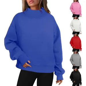 Kvinnors hoodies Kvinnor överdimensionerade tröjor Turtleneck Pullover Långärmad toppar Fall Outfits 2024 kläder
