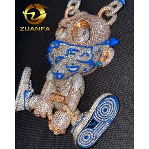 Hip Hop Jewelry Custom Emalj Sterling Sier VVS Moissanite Diamond 3D Cartoon Iced Out Pendant