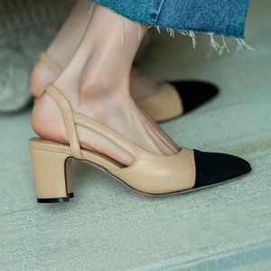 ballerine scarpe firmate con tacco slingback Parigi Scarpe eleganti di marca channellies Sandali di lusso da donna famosi mocassini trapuntati in vera pelle C103001