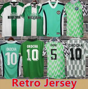 1994 1996 1998 18 MIKEL MUSA EKONG IHEANACHO OKOCHA FINIDI Mens Retro Futebol Jerseys Seleção Nacional KANU Home Verde Branco Fora Camisa de Futebol Uniformes de Manga Curta