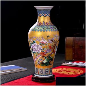 Vase Chinese Vase Ceramic 46cm高さの大きな花と家の装飾用のパターン1マッチされた立場vasevaseドロップdhxfs