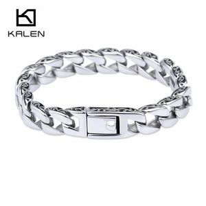 Halsreifen Kalen Mode 22 cm Lange Gliederkette Armbänder für Männer Edelstahl Hochglanzpoliert Glänzende Fahrradkette Biker Armband Schmuck 2018