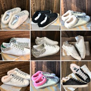 Luxury Women shoes star Sneakers Slip-on Furry Shoes Silver Shiny Classic White Do-old Dirty Designer Mens Woman Casual Shoe Customized