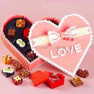 Blocks Creative Chocolates Micro Diamond Block Lover Heart Nanobricks Gift Box Building Bricks Model Toys for Girls Valentines Gifts 240120