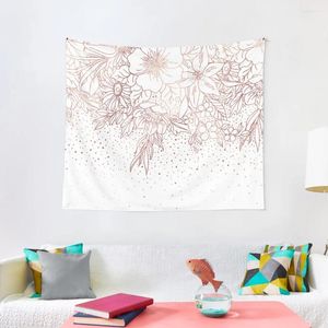 Tapestries Rose Gold Hand Drawn Floral Doodles And Confetti Design Tapestry Things To The Room Decor Home Supplies