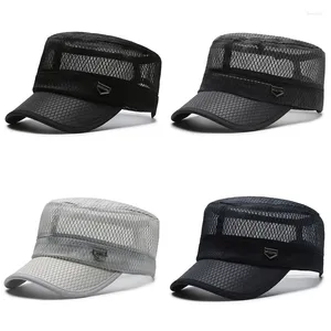 Berets 2024 Style Summer Men's Mesh Flat Caps puste oddychające czapki wojskowe dla mężczyzn Regulowana rozmiar Casual Sports Cap