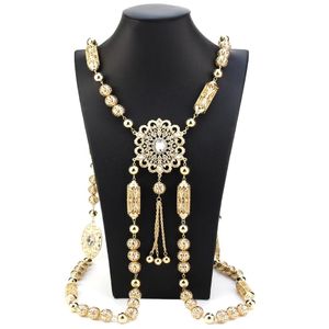 Ringe Sunspicems Goldfarbe Marokko Kaftan Körperkette Brautschmuck Takchita Brust Schulterkette Arabische Frauen Hochzeit Bijoux