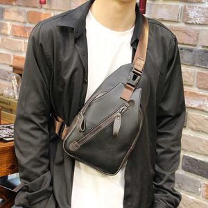 Men's 2024 Fashionable New and Vertical Backpack Wear-resistant Casual Chest Bag Small Korean Shoulder Version Business Trendy