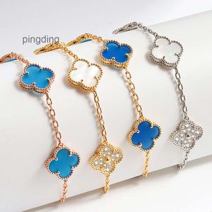 Jewelry Designer Chain Van Four Leaf Clover Bracelet Cleef Van Bracelets VAN High Edition Lucky Flower Double sided 18k Rose Gold Five jewelry van