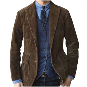 Herbst und Winter neue modische europäische und amerikanische Trend Herren Revers einfarbige Cordjacke