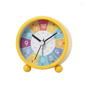 Zegary ścienne Zegar edukacyjny dla dzieci Ucząc się czasu na ciche, nie niszczące dekoracyjne klasy lub sypialnie żółte