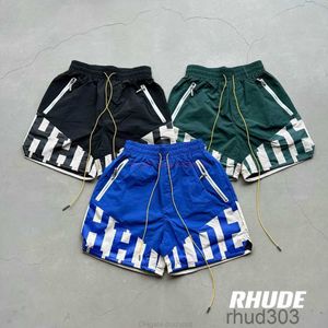 デザイナーショートファッションカジュアルカジュアルビーチショーツ缶詰rhude23fwハイストリート重工業スプレッチ織りカップルルーズカプリスジョガーズスポーツウェアo5yos