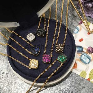 Pendant Necklaces High Quality Honeycomb Style Green Blue Black White Gold Color Crystal Pendants Necklace For Women Fashion Jewelry(DJ1215) J240120