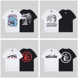 Hellstar Shirt Desiner T Shirts Raphic Tee Clothin All-match Clothes Hipster Washed Fabric Street Raffiti Letterin Foil Print Vintae Coloeful Loose